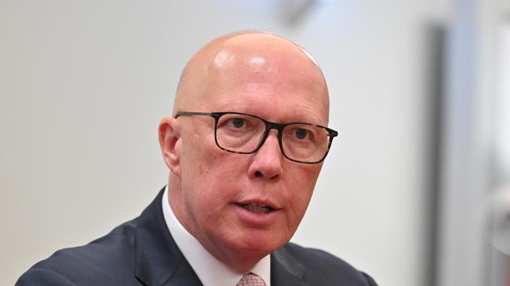 Leader of the Opposition Peter Dutton at a domestic violence roundtable at the Archdiocese of Hobart.