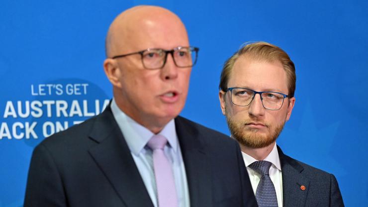 Opposition leader Peter Dutton and Home Affairs spokesperson James Paterson.