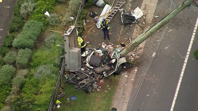 The ute was barely recognisable after the crash.