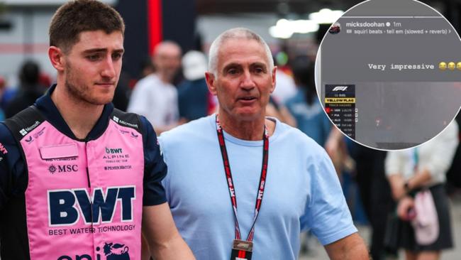 Jack Doohan with father Mick at the Bahrain Grand Prix earlier this year.