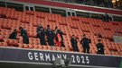 Police assess the situation after the fan died. 